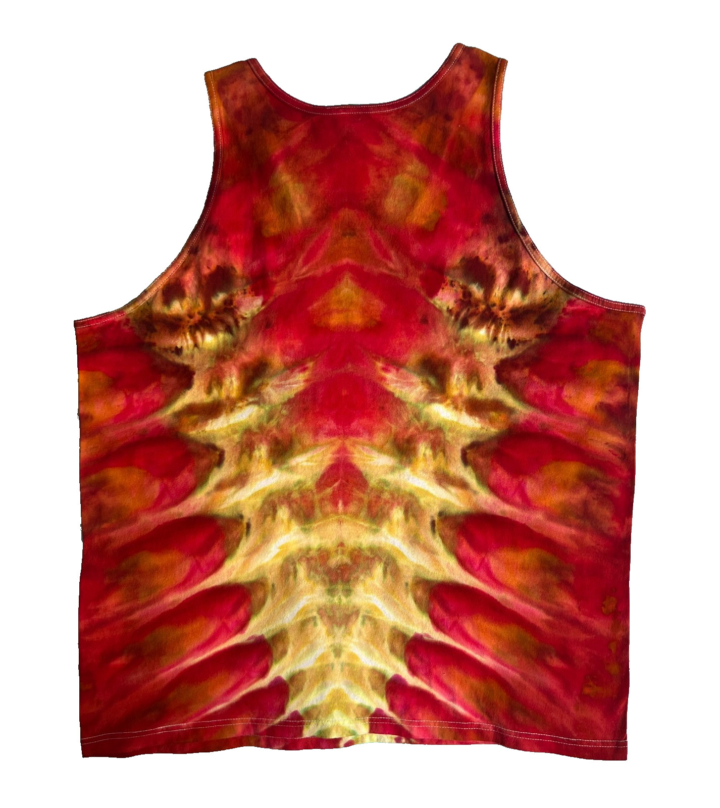 NEW V Roll Ice Tie Dye T-Shirt, Mens XL Tank Top, Red & Gold gallery