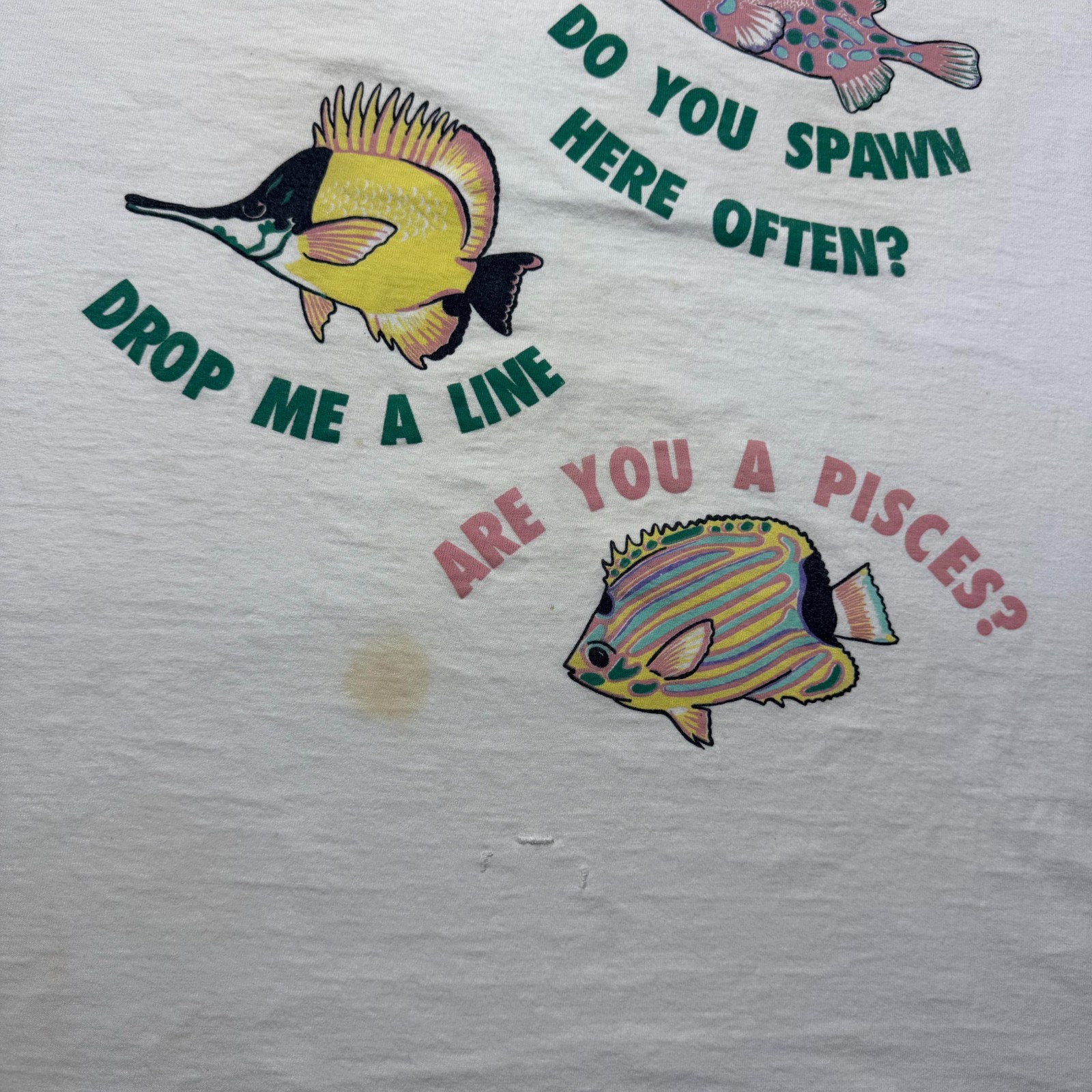 Vintage 90s Fish Pun Animals Ocean Sea Life Single Stitch Graphic T-Shirt Large gallery