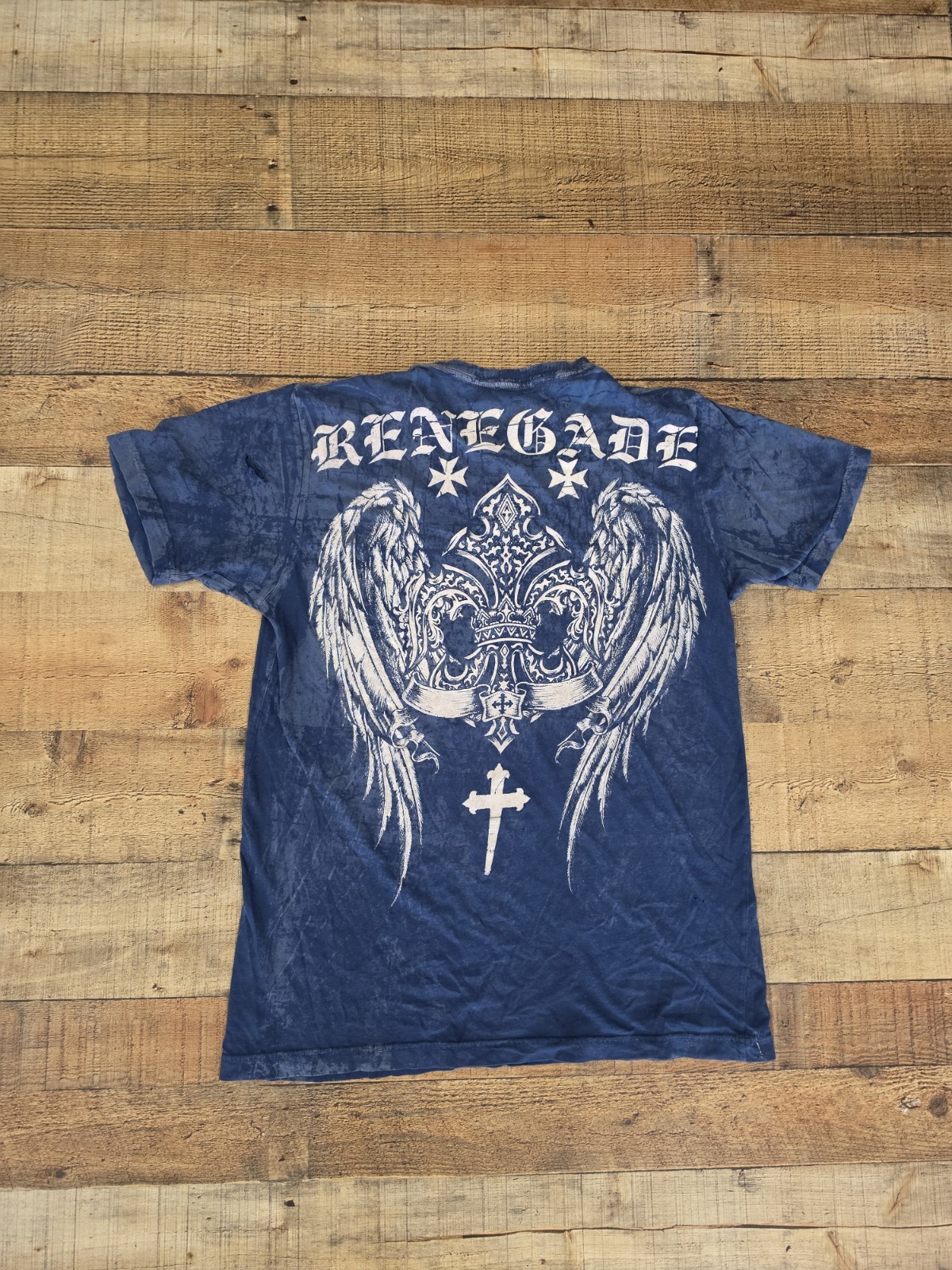 Vtg Y2k Blue Grunge Skater Affliction Style T Shirt Sz L Good Shape gallery