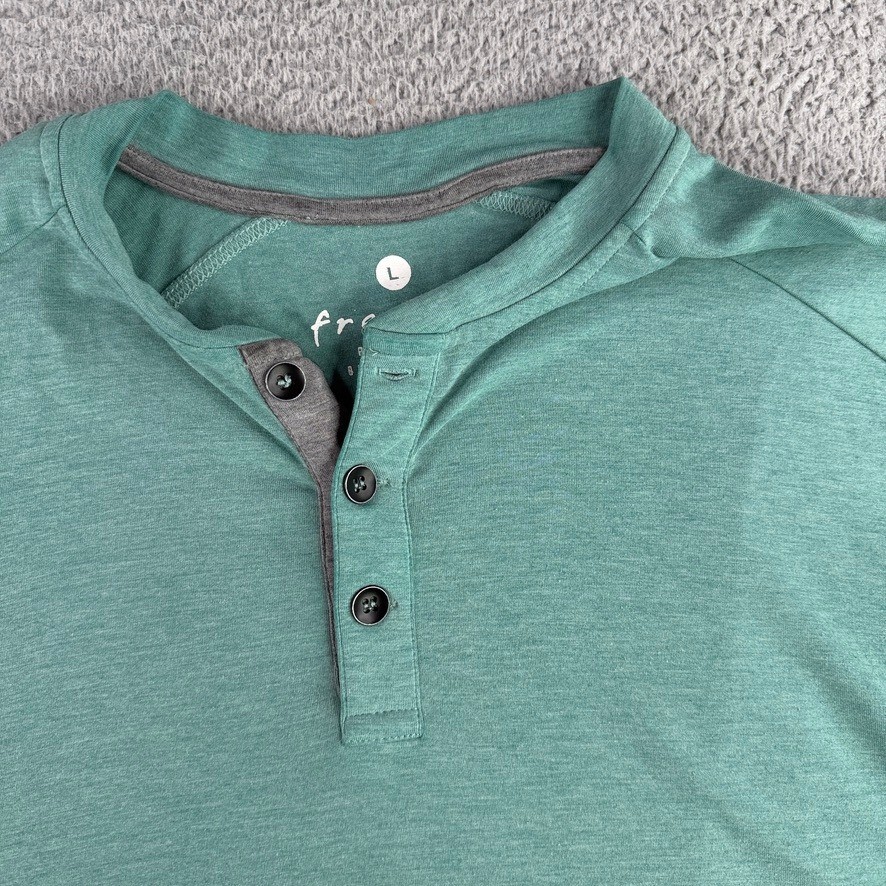 Free Fly Henley Shirt Mens Large Green Bamboo Performance Long Sleeve 9730 gallery