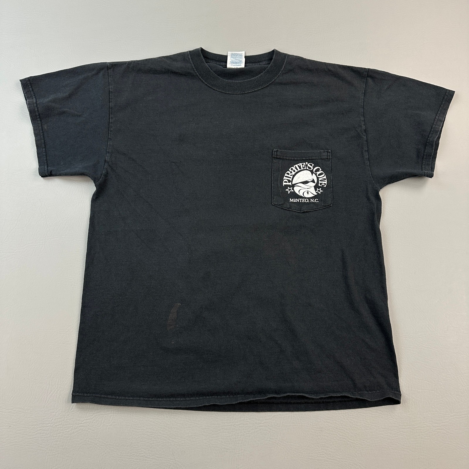 Vintage Pirates Cove Shirt Mens Large Black Fishing Marlin Graphic Pocket Tee