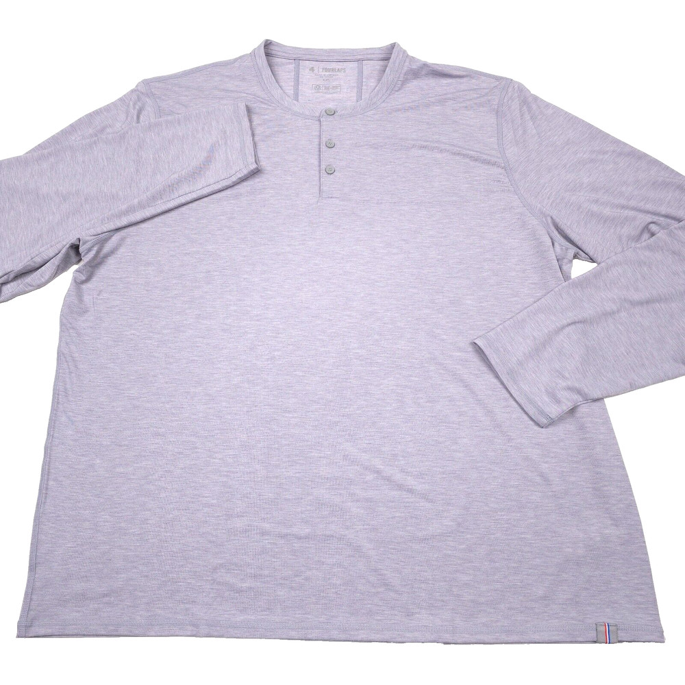 Fourlaps Long Sleeve Gray Heather Radius Henley Shirt Mens Size 2XL