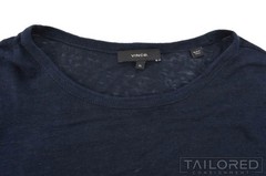 VINCE Solid Blue 100% LINEN Mens Luxury Mens T-Shirt – XL