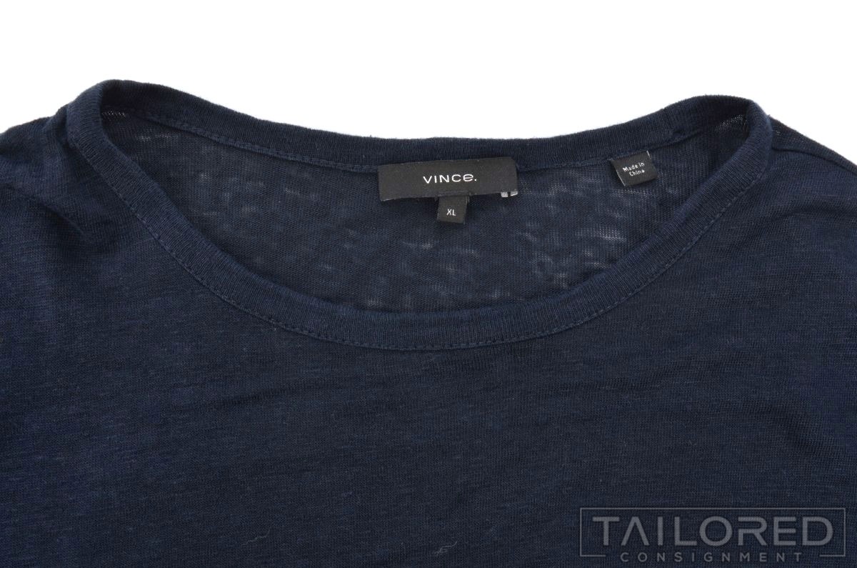 VINCE Solid Blue 100% LINEN Mens Luxury Mens T-Shirt - XL gallery