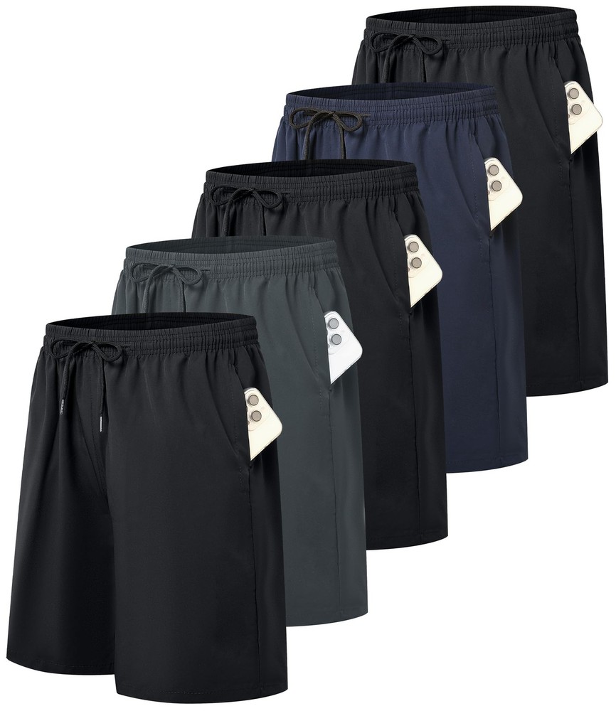 Kinglaman 5 Pack Mens Athletic Gym Workout XX-Large, 3 Black 1 Blue 1 Gray