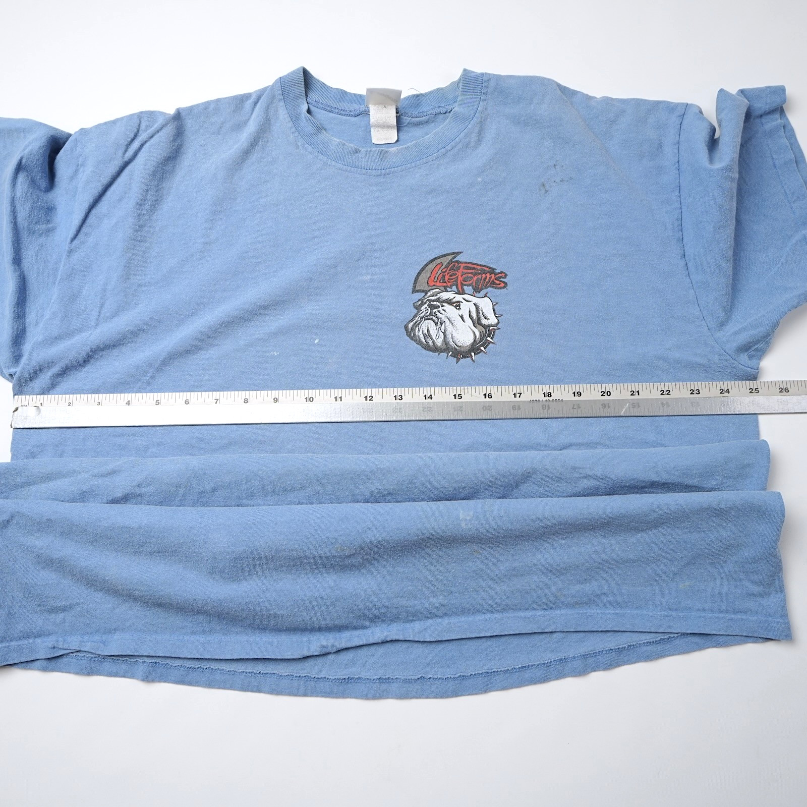 Vintage 1994 LifeForms T-Shirt Mens XL No Bark All Bite Bulldog Light Blue 90s gallery