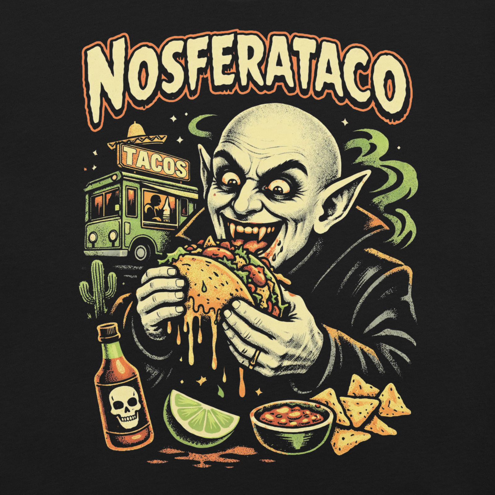 Nosferataco T-Shirt - Funny Nosferatu Vampire Horror Campy Taco Lovers Tee XS-5X gallery