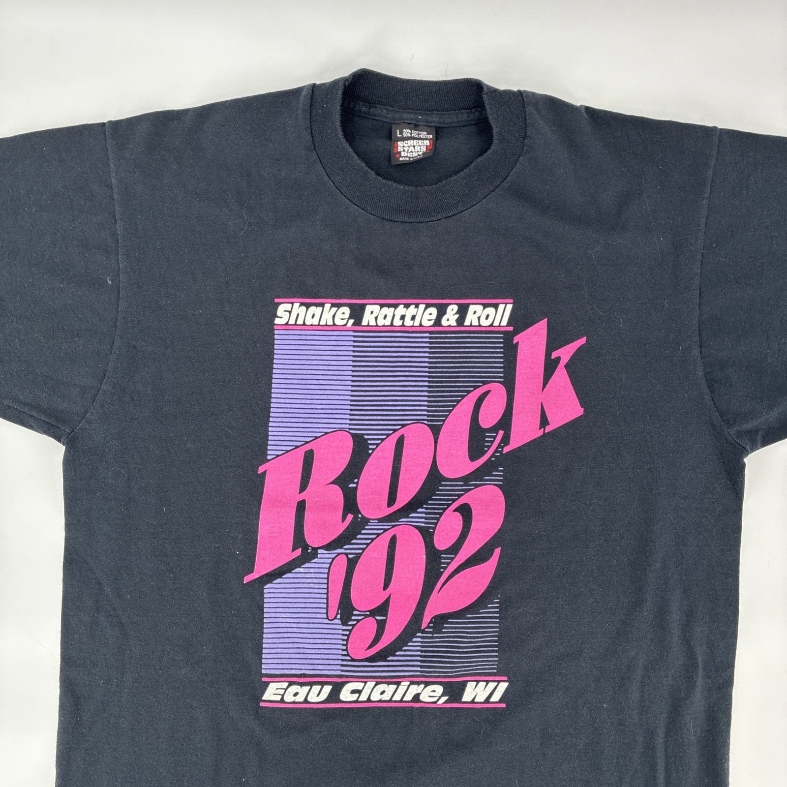 Vintage Shake Rattle & Roll T Shirt Men Large Black Festival Eae Claire WI 1992 gallery