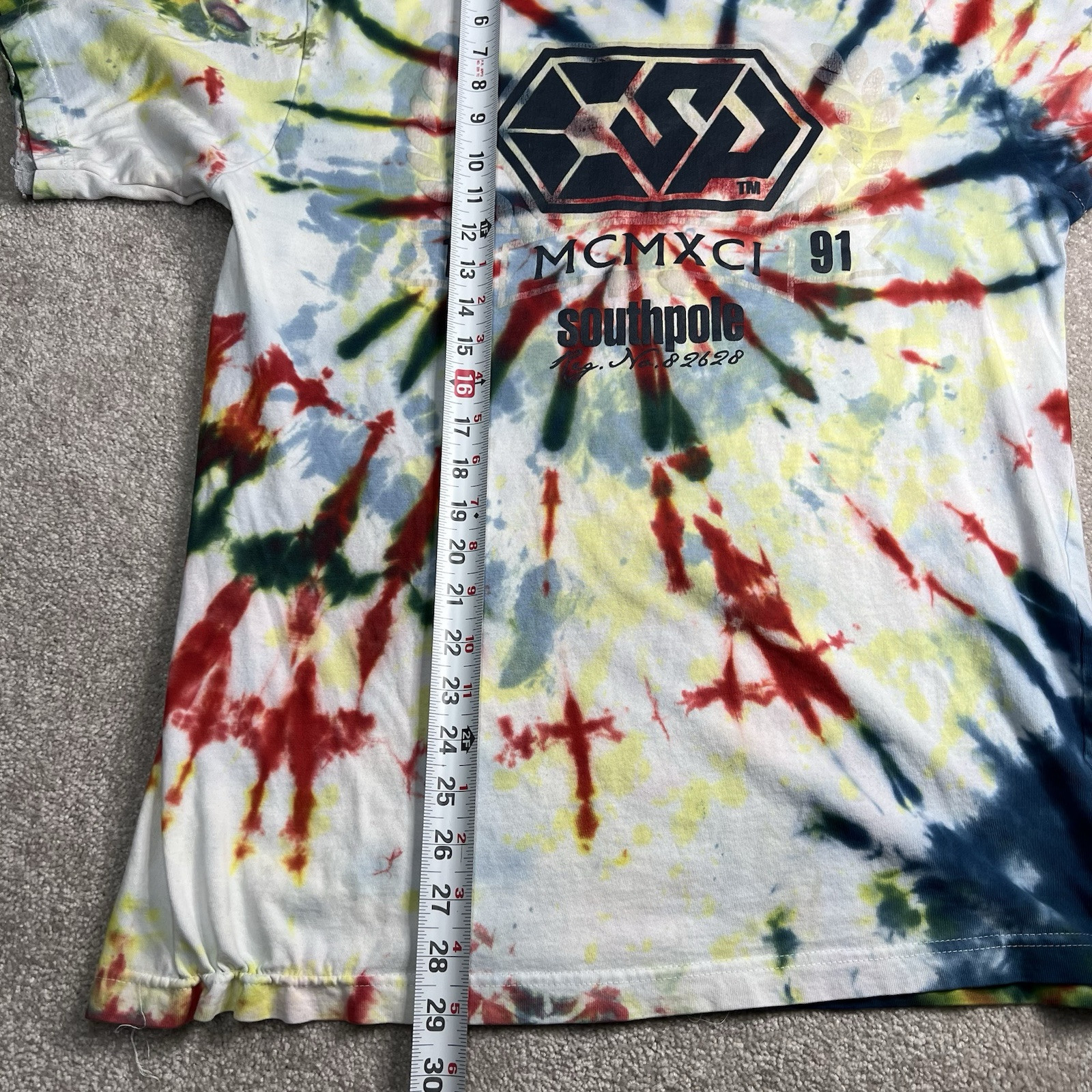 Southpole Tie Dye T-Shirt Mens Large White Blue Green red Pattern No tag gallery