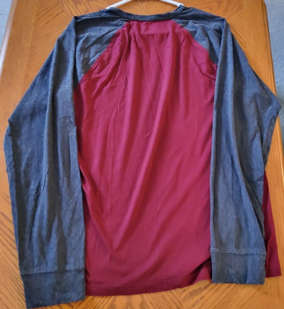 SONOMA GOODS FOR LIFE MENS SLEEP TEE-MEDIUM-GRAY BLUE/BURGUNDY-LONG SLEEVES-*NEW