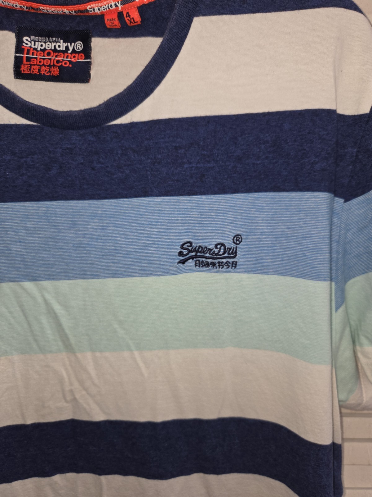 Mens 4XL XXXXL Superdry Multicoloured T-Shirt Blue Chest Logo. Good Clean Cond. gallery
