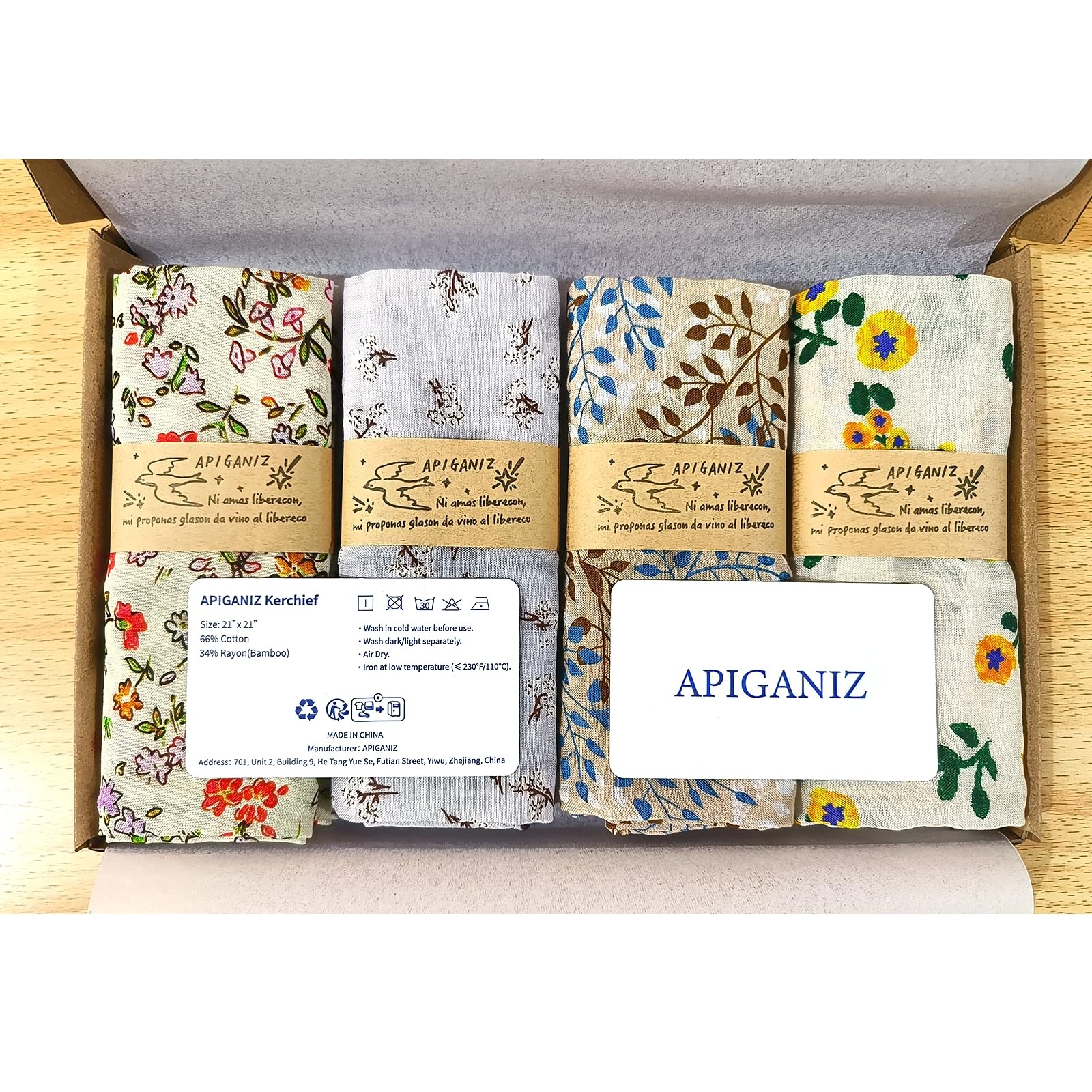 4 Pcs 21"x21" Cotton Bandana for Women, Super Soft Textured Fabric, Kerchief,... gallery