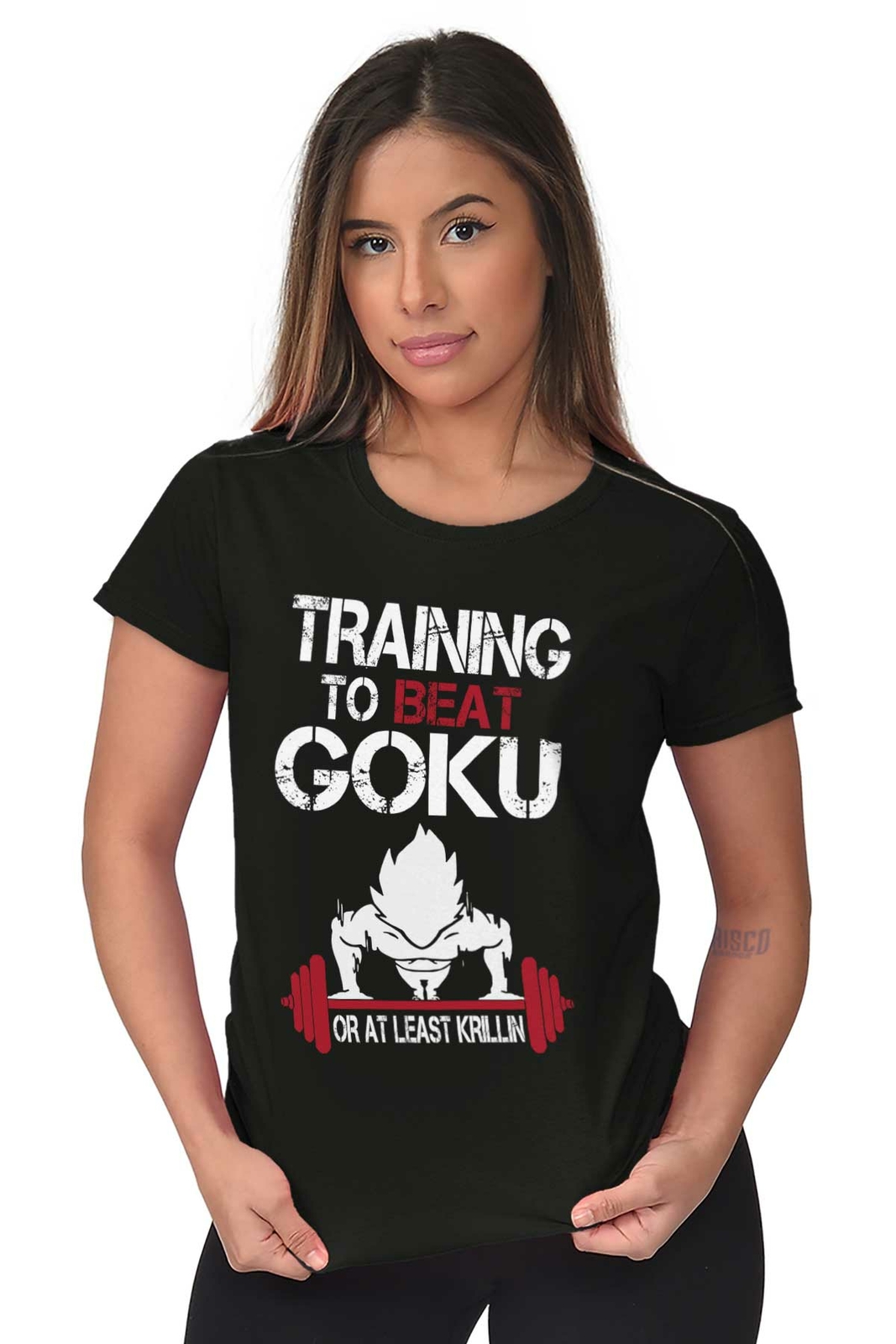 Anime Gym Workout Training to Beat Krillin Womens Top Junior Graphic Tee gallery