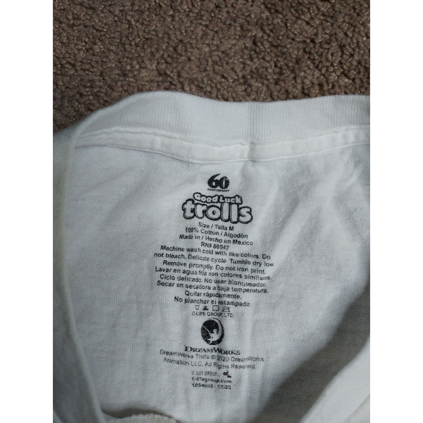 Good Luck Trolls 60th Anniversary White T-Shirt Men's Medium DreamWorks gallery