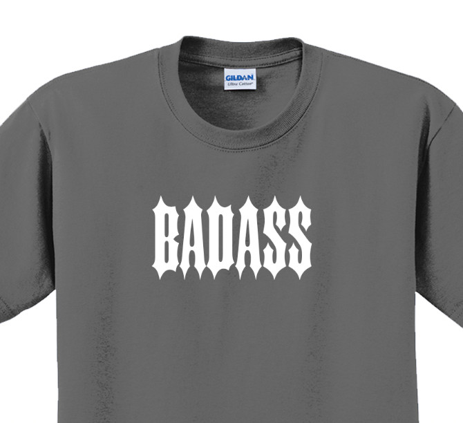 Badass T-Shirt Short Sleeve Graphic Tee Unisex apparel Text logo design gallery