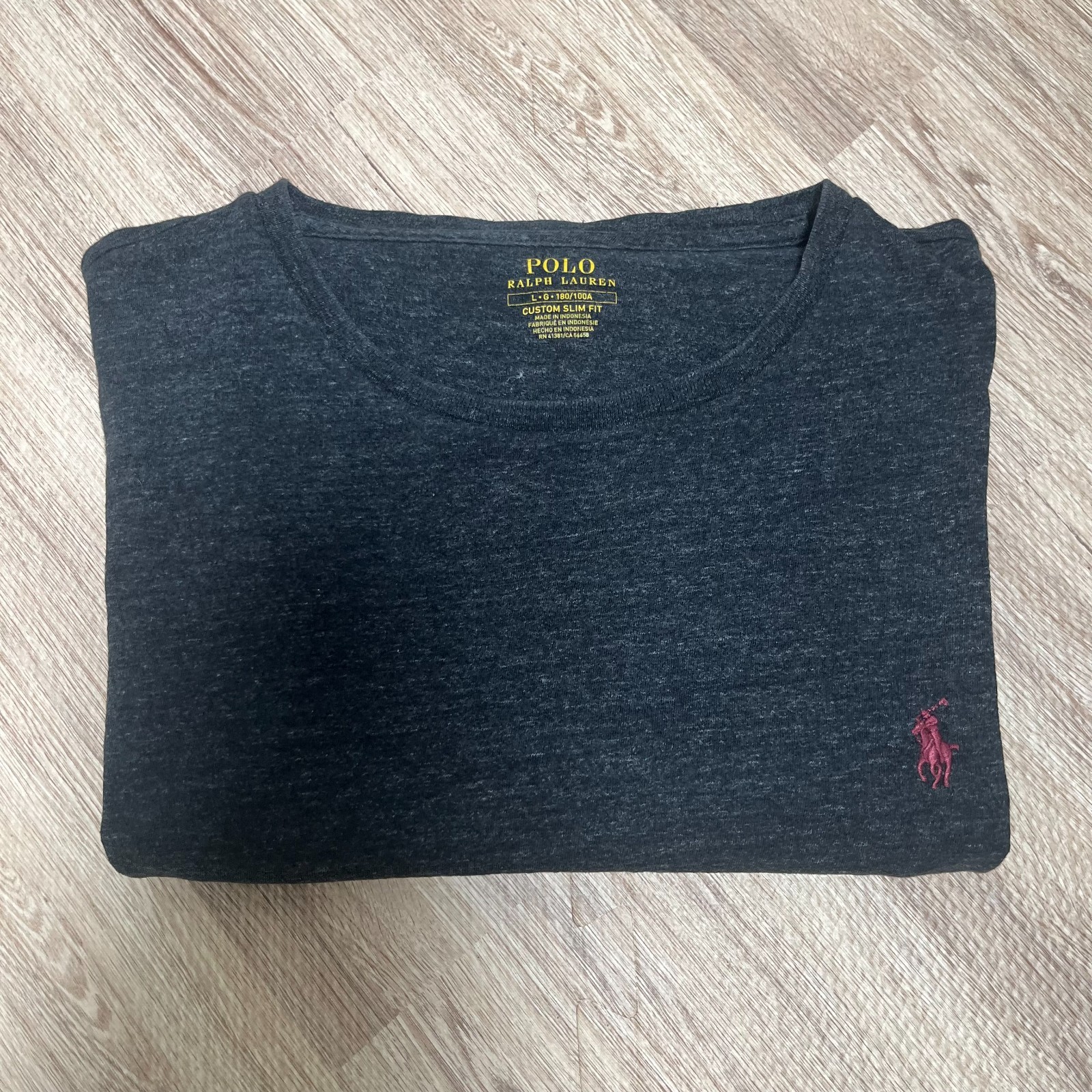 Polo Ralph Lauren Shirt Mens Large Custom Slim Fit Charcoal Grey Top Tee gallery