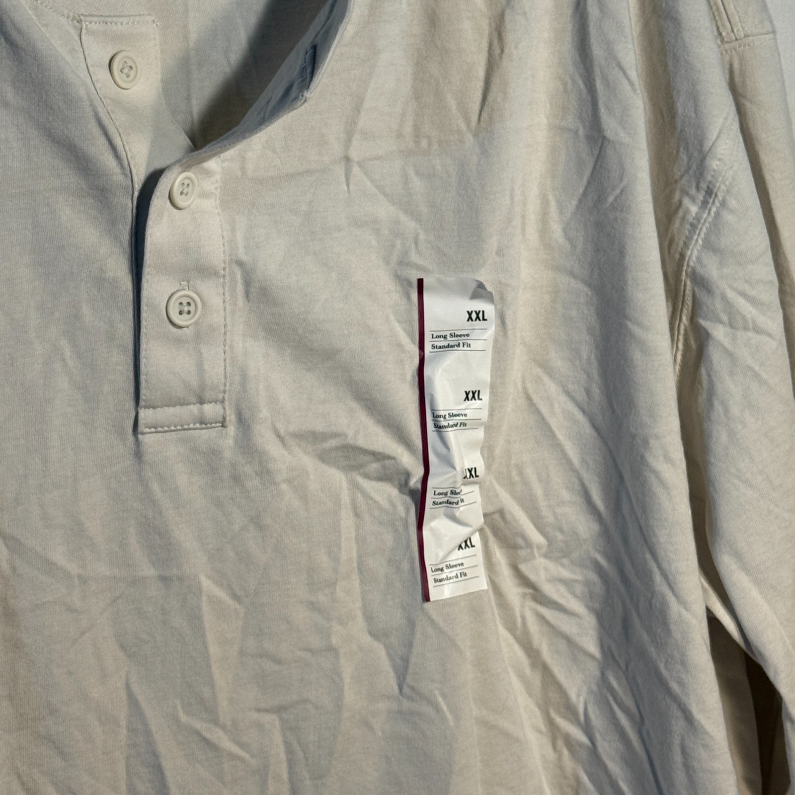 Mens Goodfellow Co Cream Ivory Henley Button Solid Men's XXL Long Sleeve T-Shirt gallery