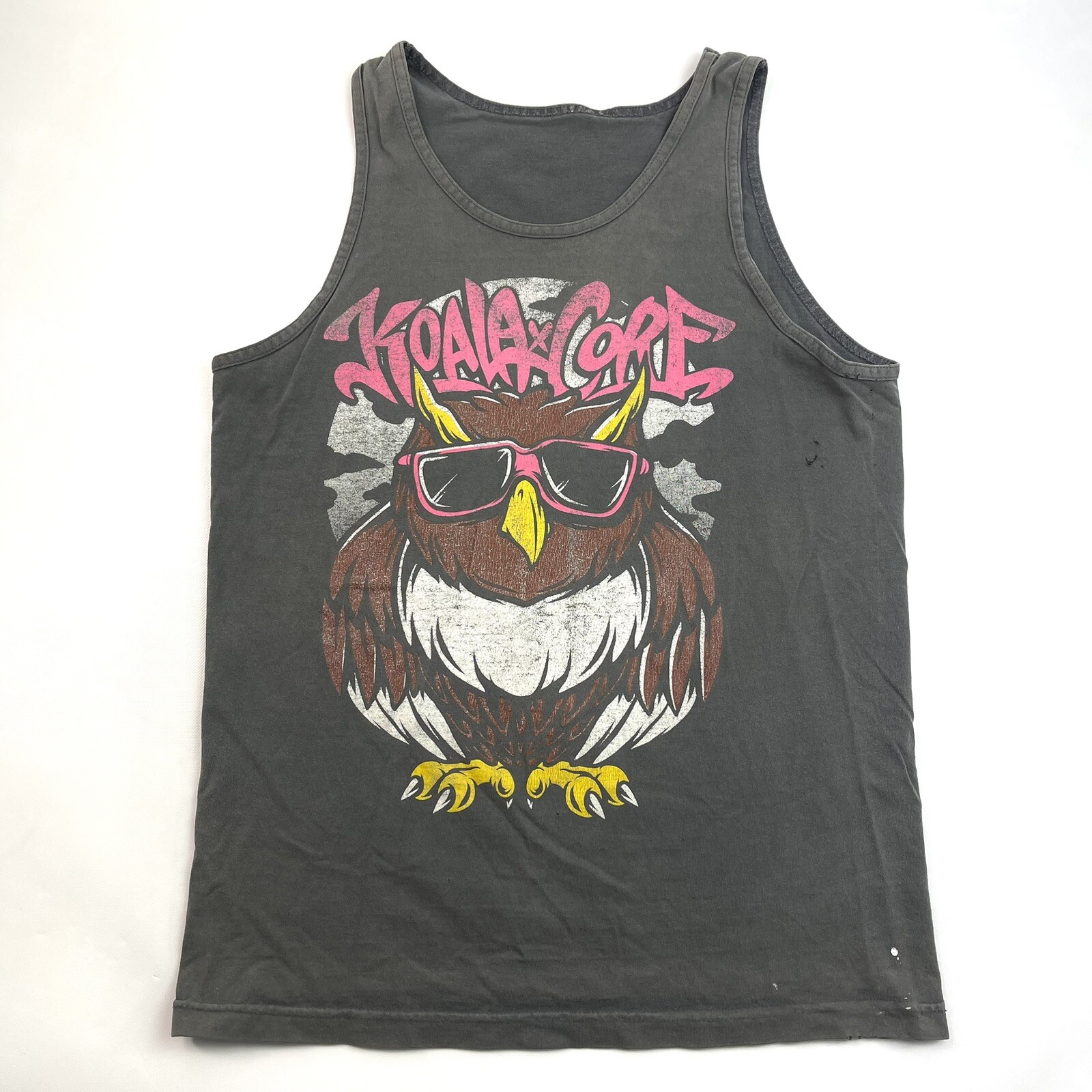 Koala x Core Cool OWL Graphic Vintage Dark Gray Tank T-Shirt Men's Size S Casual gallery