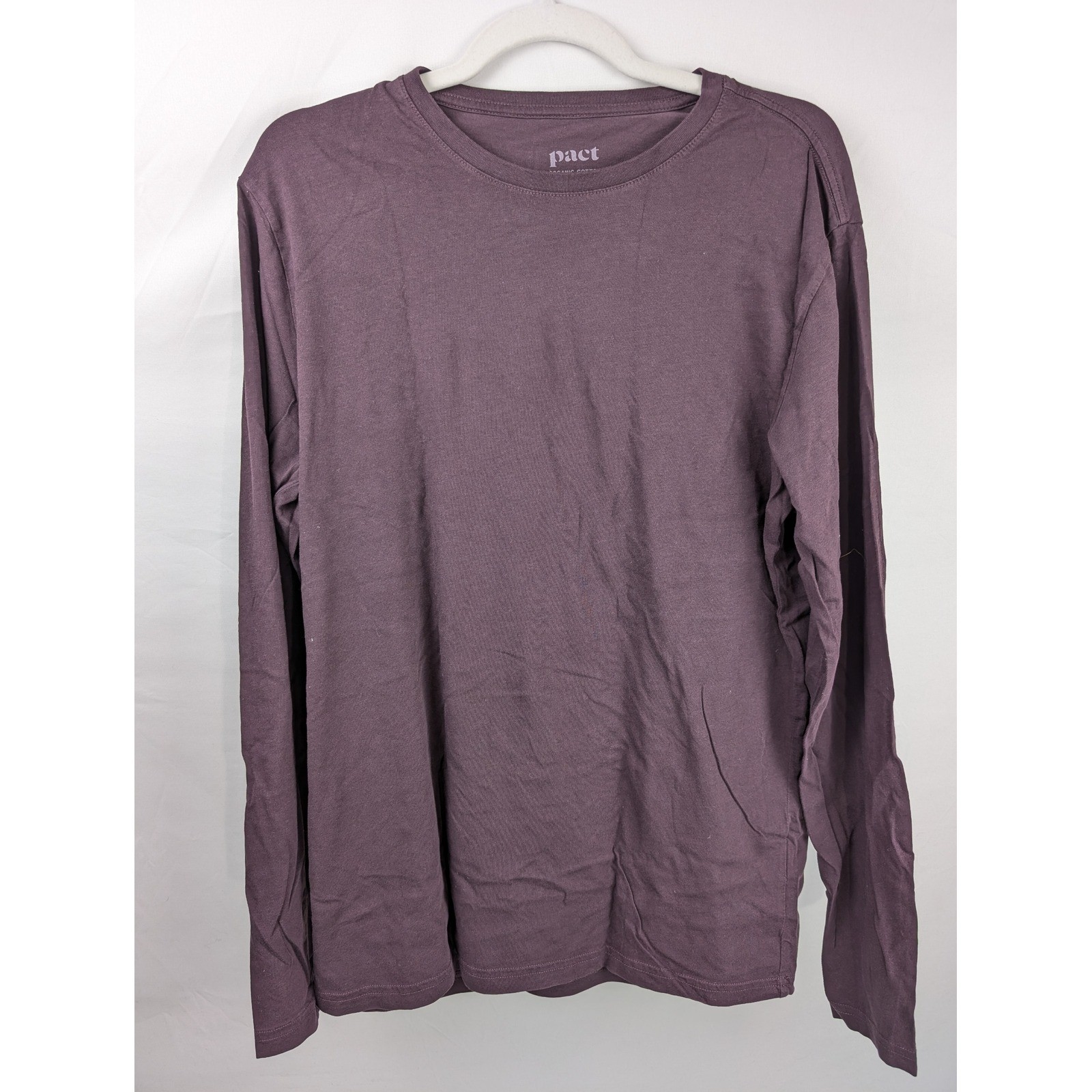 Pact Mens Organic Cotton Long Sleeve Crewneck T Shirt Size M Purple Casual Daily gallery