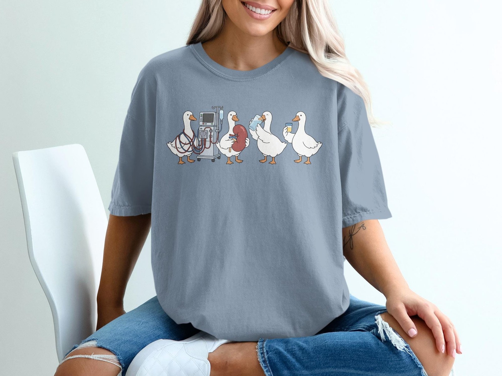 Nephrology Goose Dialysis T-Shirt Funny Kidney Doctor Nurse Tee gallery