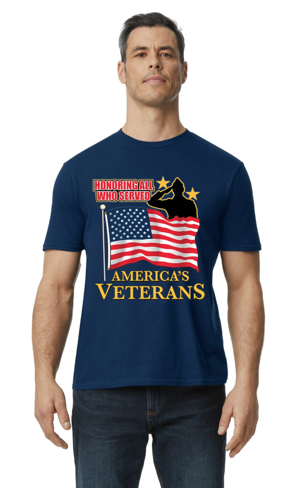 Veteran Shirt Honor all who served American Flag Patriotic Gift Blue T-Shirt
