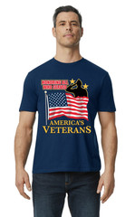 Veteran Shirt Honor all who served American Flag Patriotic Gift Blue T-Shirt