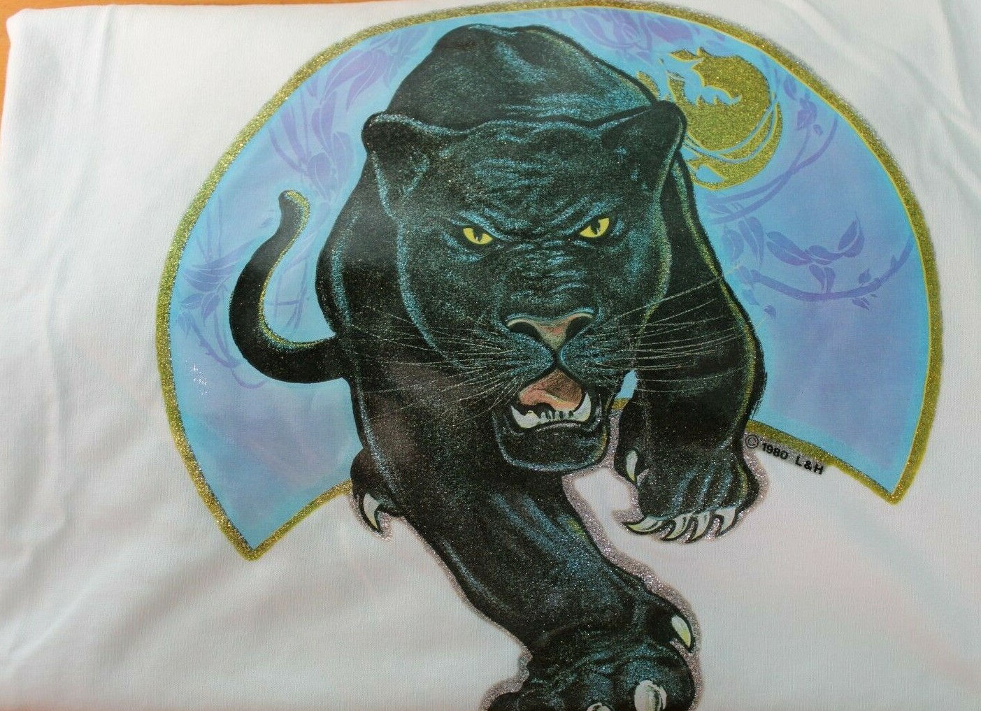 True Vintage 1980 L&H Panther Sparkle silk screen on a new mens XL Shirt unique gallery