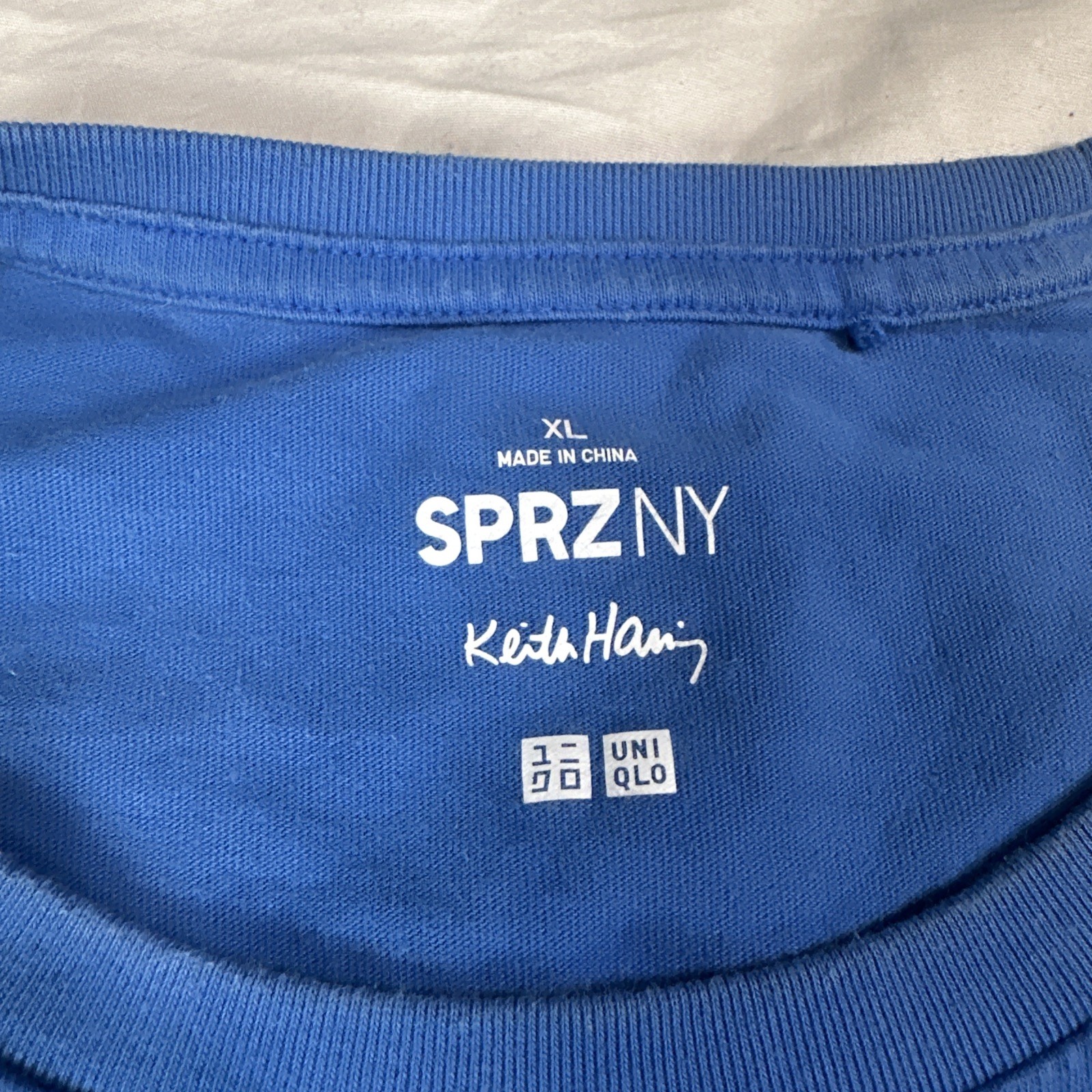 Uniqlo x Keith Haring Shirt Adult L Blue Short Sleeve Crew Neck SPRZ NY Pop Art gallery