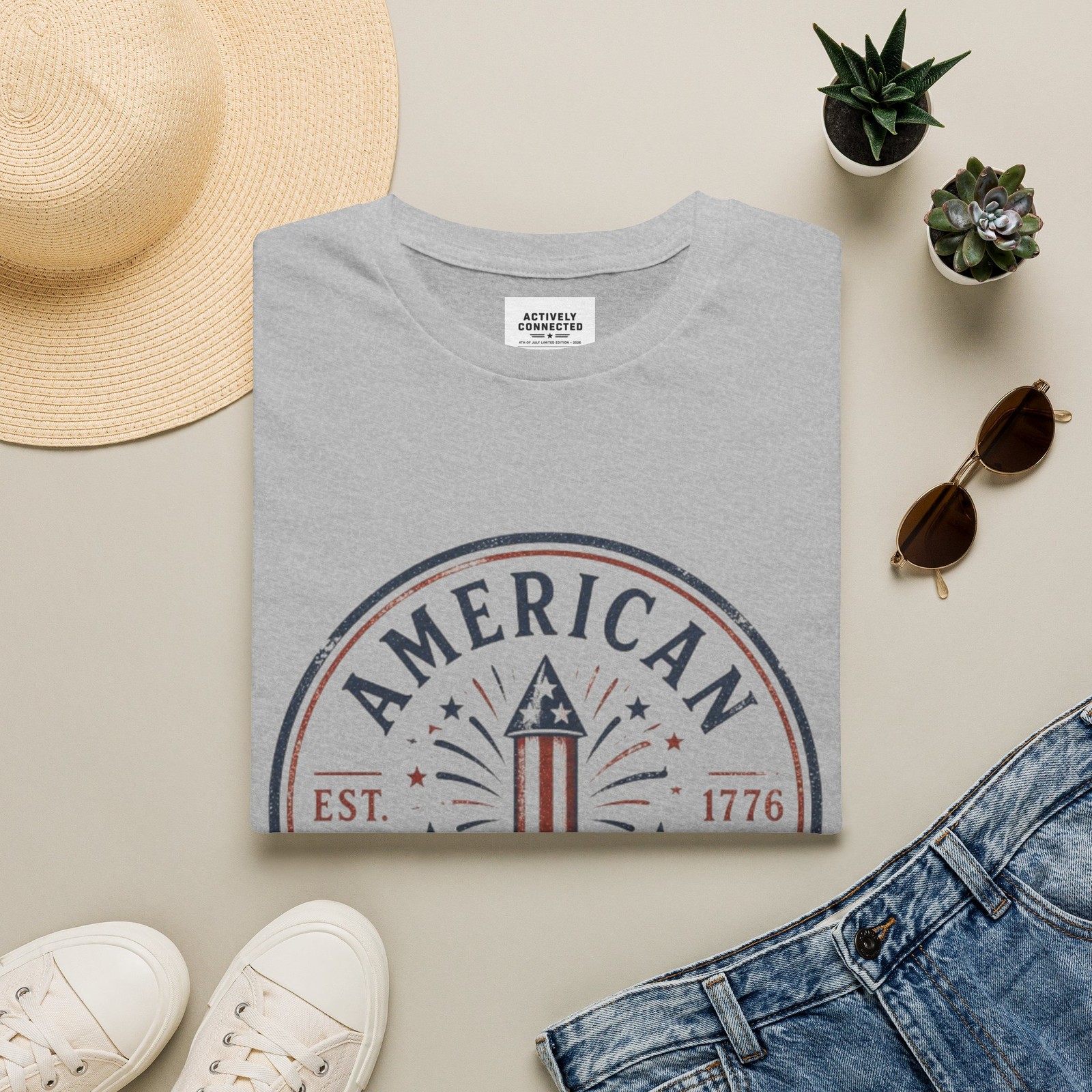 American Fireworks Co. T-Shirt | 1776 Patriotic Rocket Emblem gallery