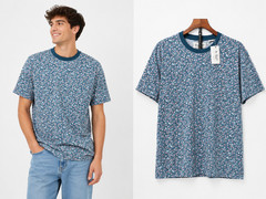 Original Penguin Men’s Medium All-Over Ditsy Floral Printed Crew Neck Pocket Tee