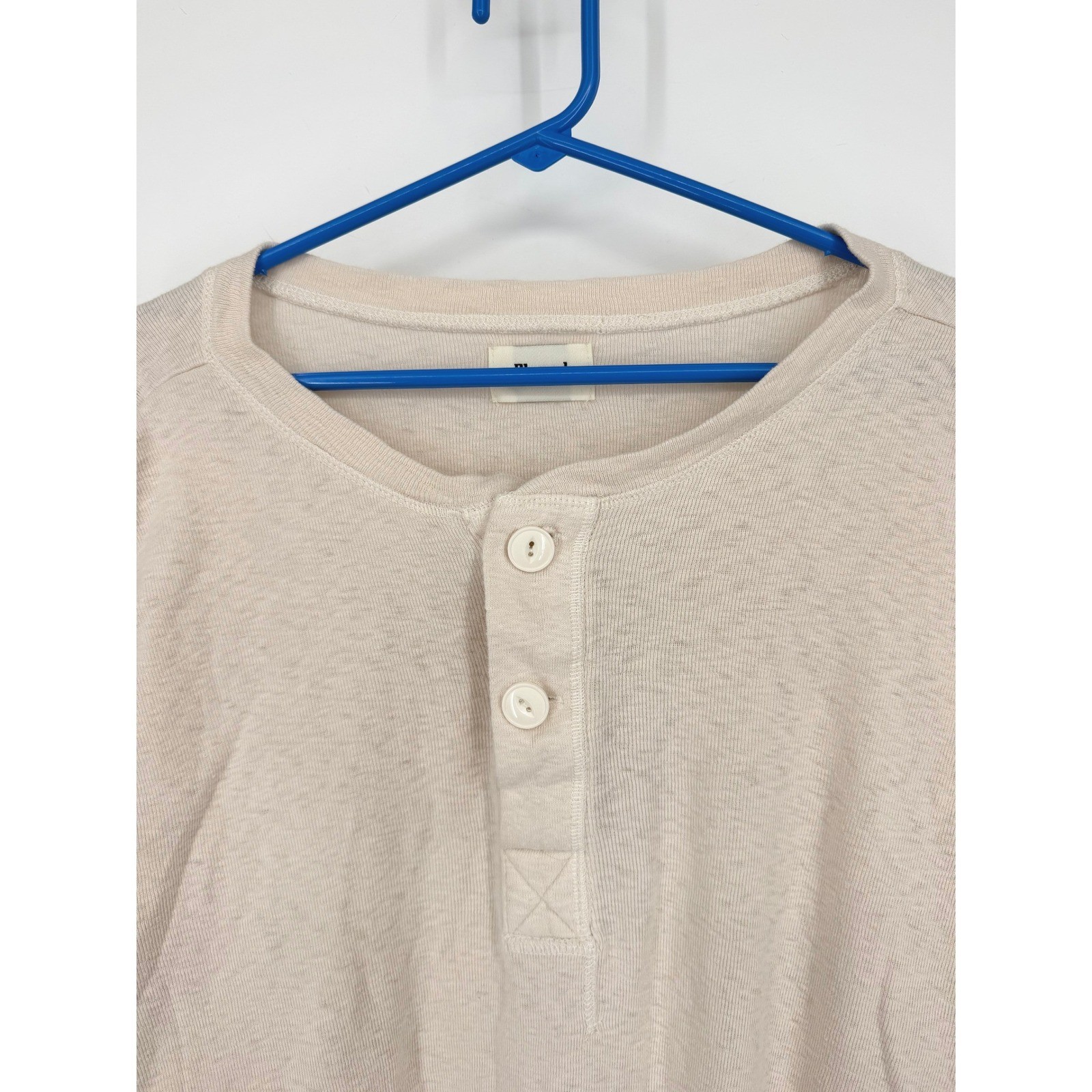 Elwood Men Oatmeal Beige Cotton Henley Long Sleeve Shirt Large ET00026 gallery