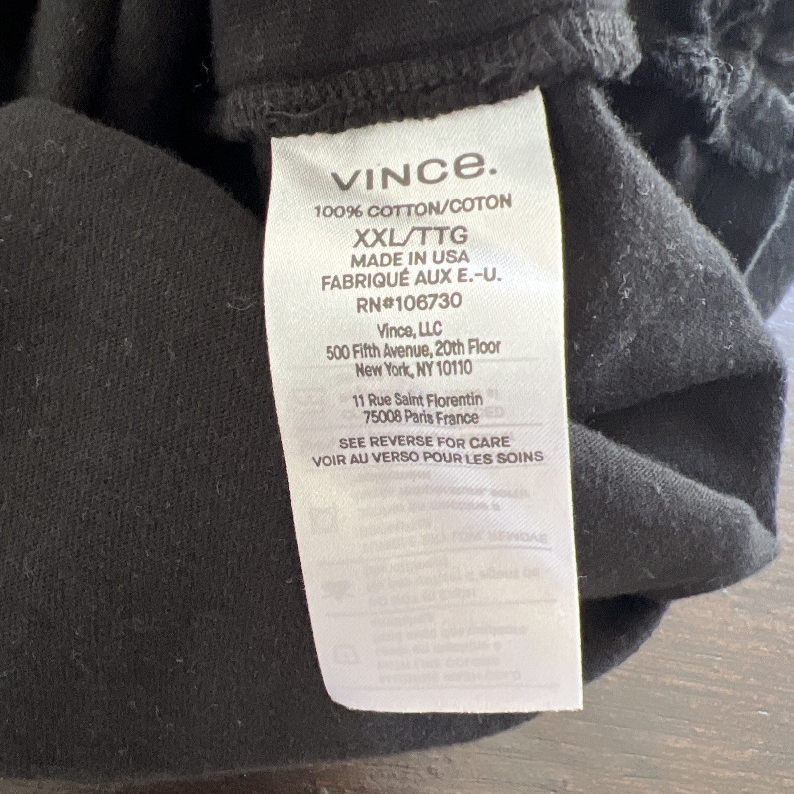 Vince Men's 2XL 100% Cotton Crewneck Black USA Made Classic Basic T-Shirt gallery