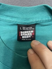 Single Stitch Screen Stars Tag ‘I’d Rather Be Quilting.’ Teal Crewneck Size LG
