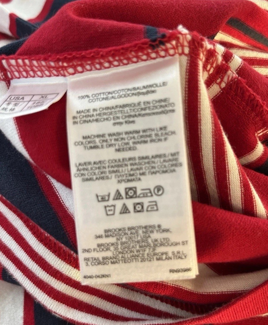 Brooks Brothers XL Red Striped T Shirt Supima Cotton Short Sleeve Logo Casual gallery
