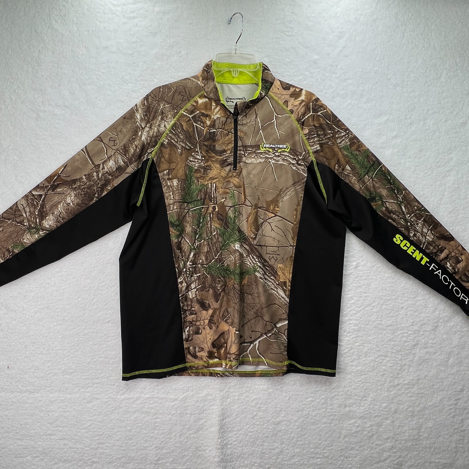 Realtree Shirt Large Mens Long Sleeve Performance Hunting 1/4 Zip Scent Factor gallery