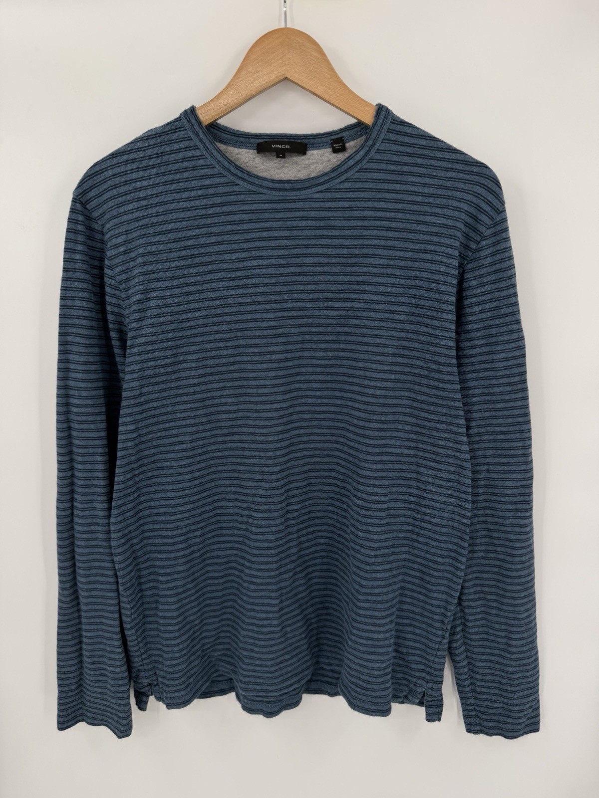 Vince Men’s Striped Double-Knit Pima Cotton Long-Sleeve T-Shirt Size Medium gallery