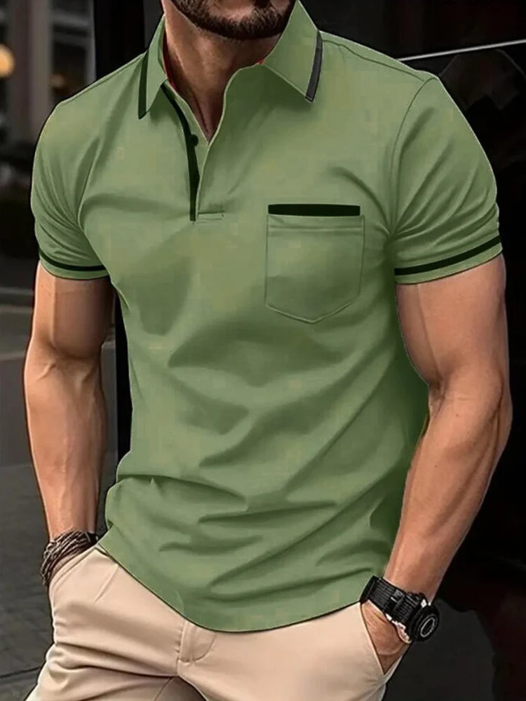 Camiseta Con Cuello Levantado Cremallera Para Hombre Camisa De Manga Corta Men gallery