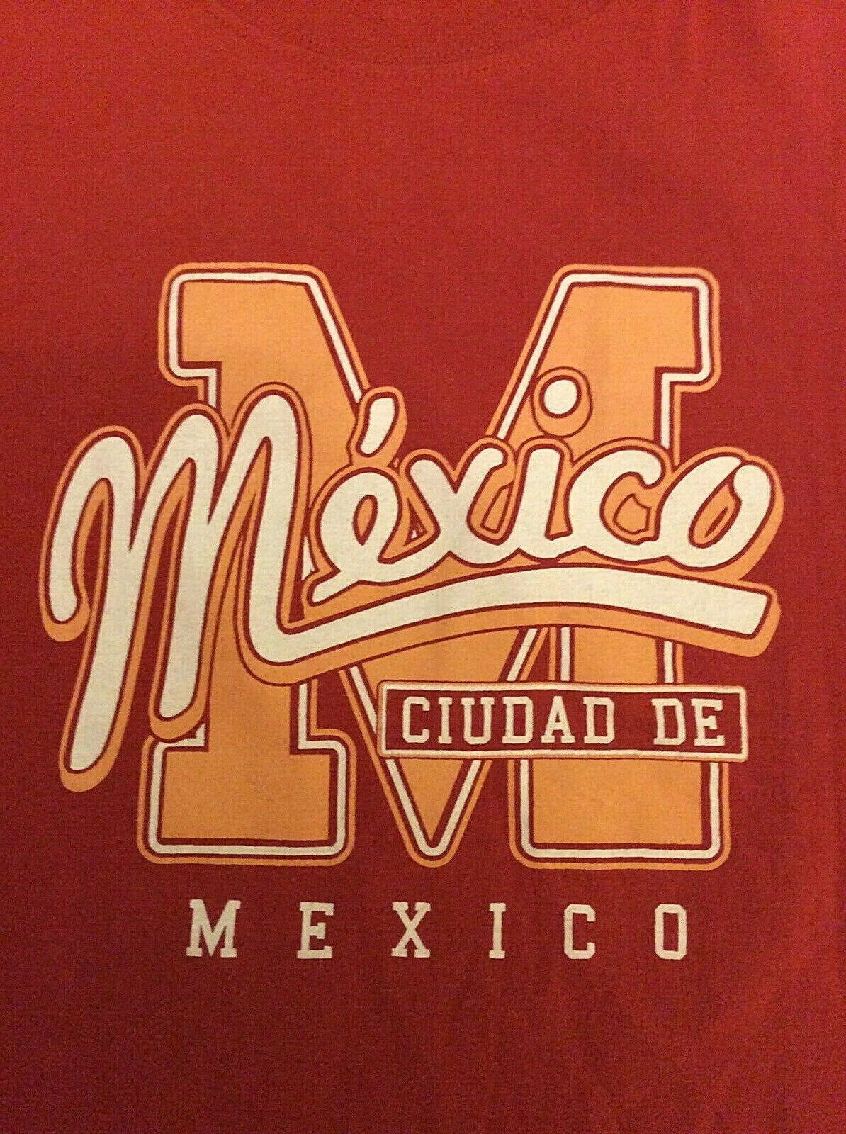 Vtg CIUDAD DE Mexico Graphic YAZBEK Men's LARGE Temple Mayor Burnt Orange Crew gallery