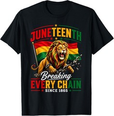 Men Juneteenth Shirt Lion Breaking Every Chain Since 1865 T-Shirt