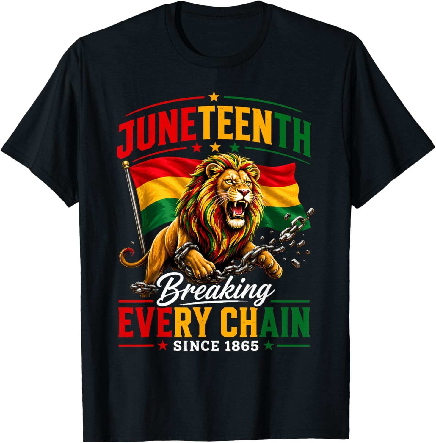Men Juneteenth Shirt Lion Breaking Every Chain Since 1865 T-Shirt