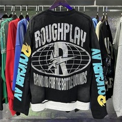 RoughPlay Retro Silver-Print Loose Holey Fake Two-Piece Long-Sleeve