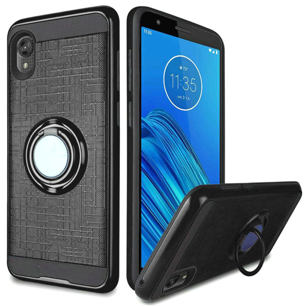 GSA Brushed Case with Ring Stand for Motorola Moto E6 – Black