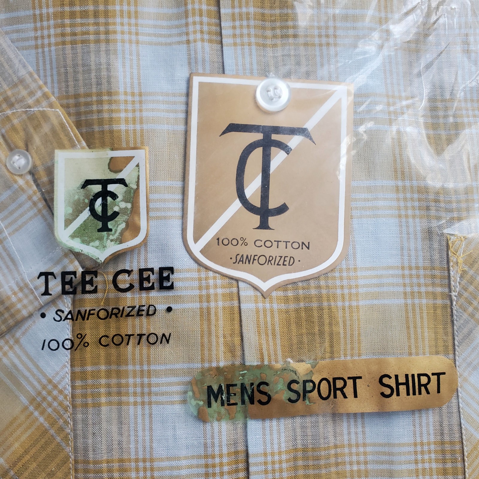Vtg 50s Loop Collar Short Sleeve Camp Shirt Men M Plaid SANFORIZED NOS Old Stock gallery
