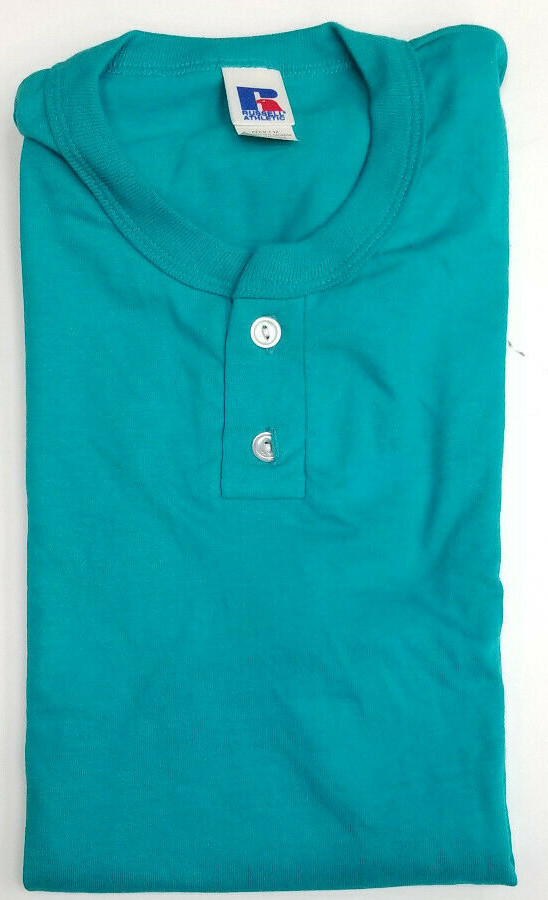 NEW Vintage Russell Athletic Blank 2 Button Henley T-shirt Mens El Salvador gallery