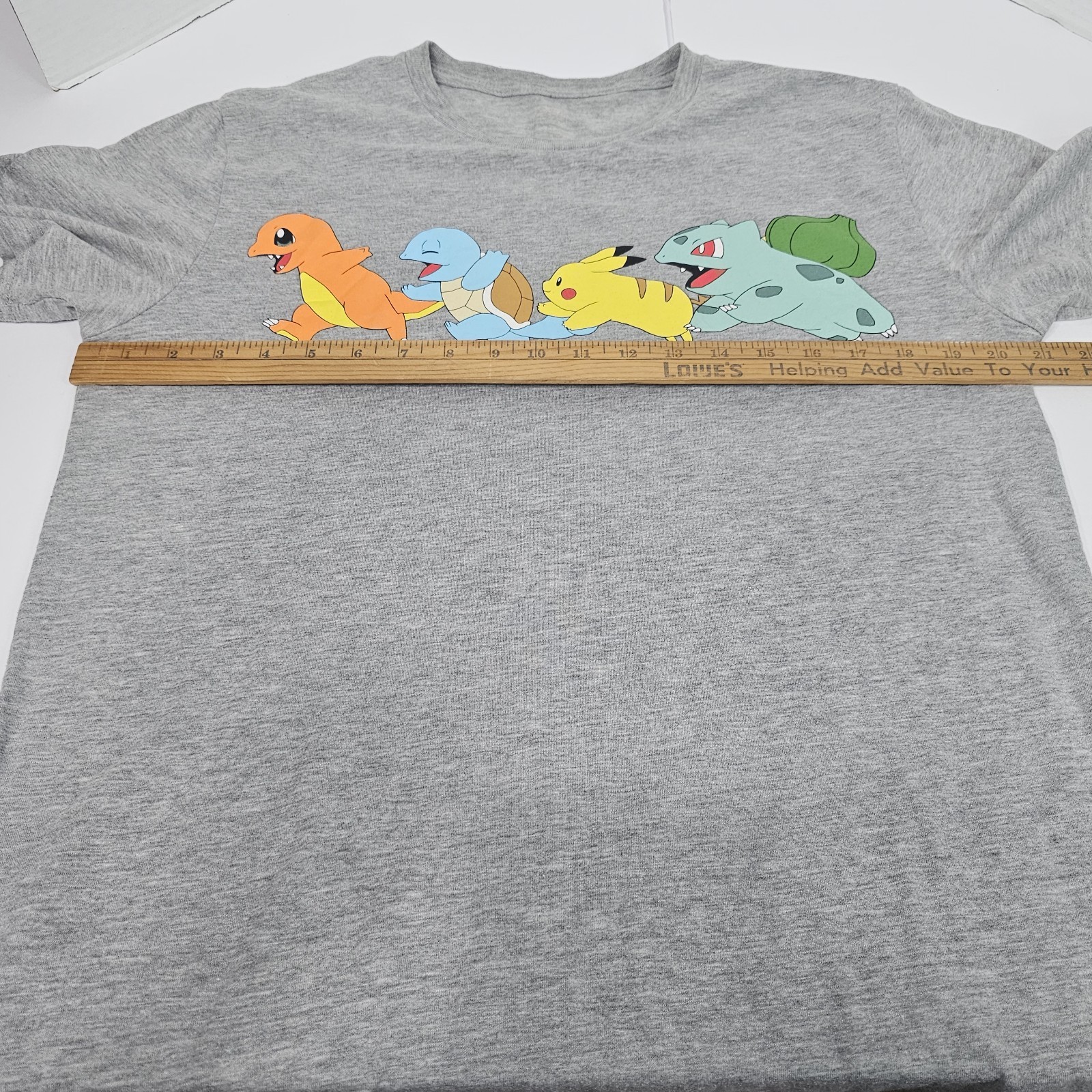Pokémon T-Shirt Adults L Gray Graphic Pikachu Charmander Print See Measurements gallery