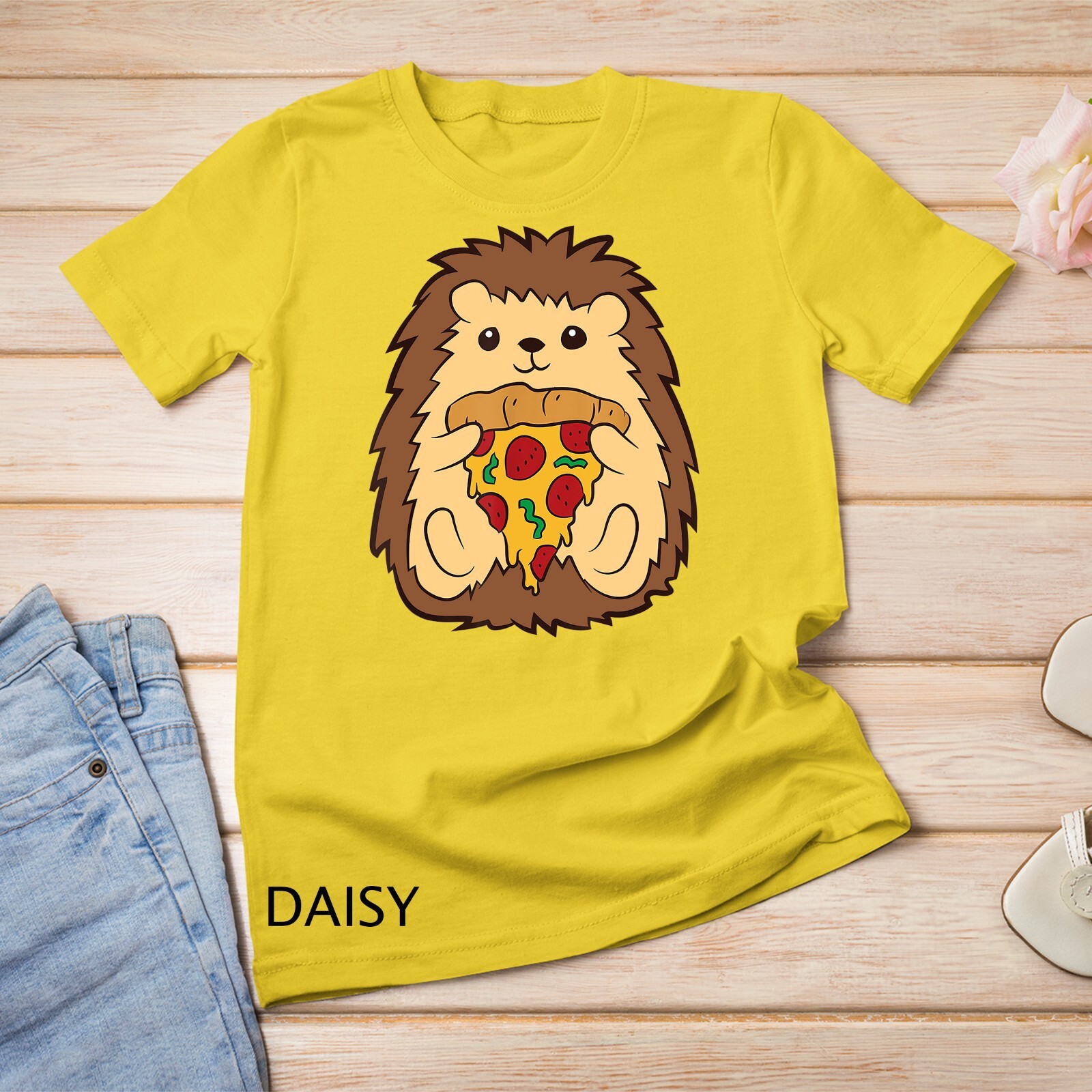 Cute Hedgehog Eating Pizza Kids Fast Food Pizza Lover Gift Unisex T-shirt gallery