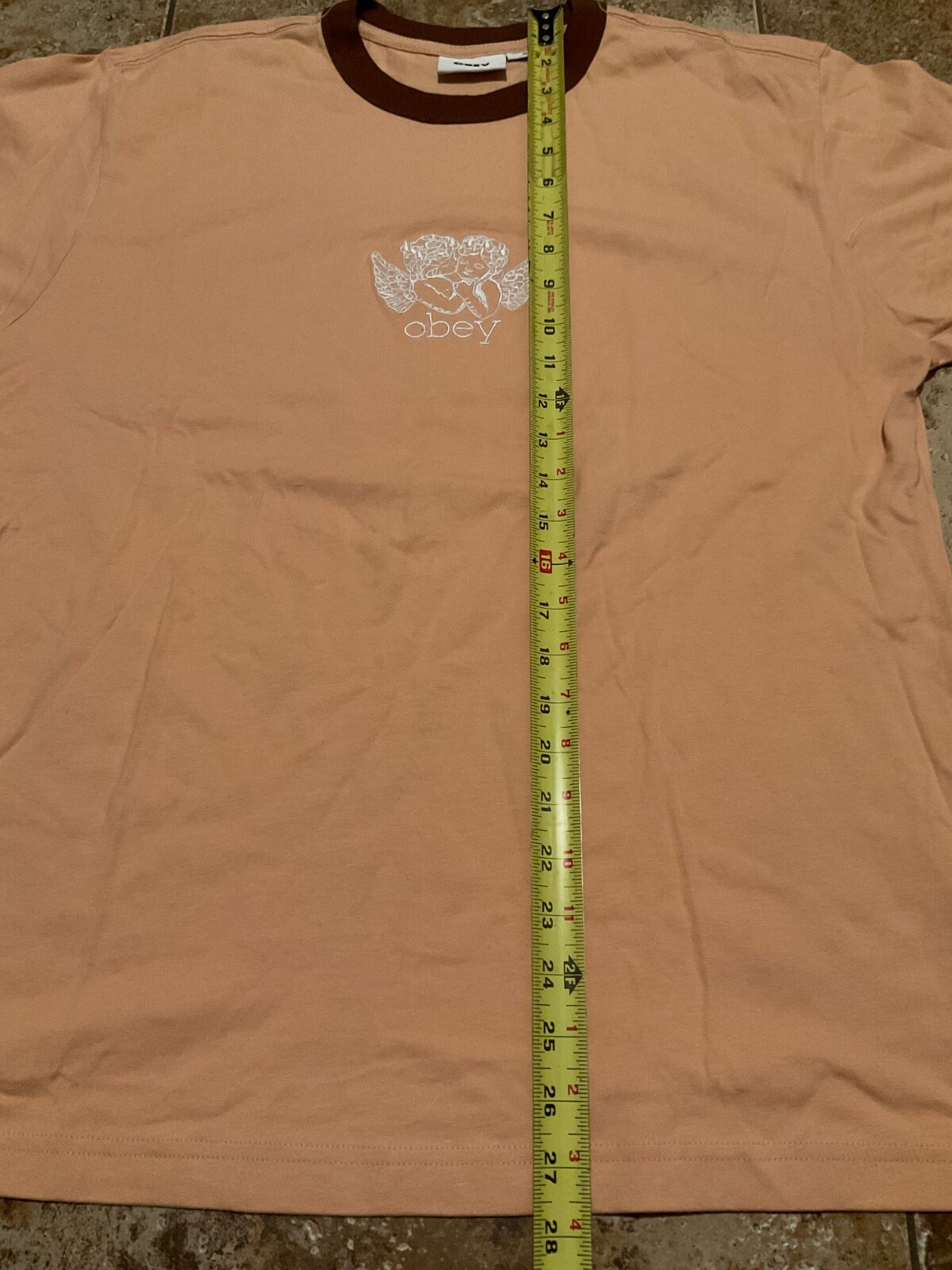 OBEY ANGELS CHERUB EMBROIDERED RINGER TEE SHIRT ( MENS M ) PREOWNED gallery