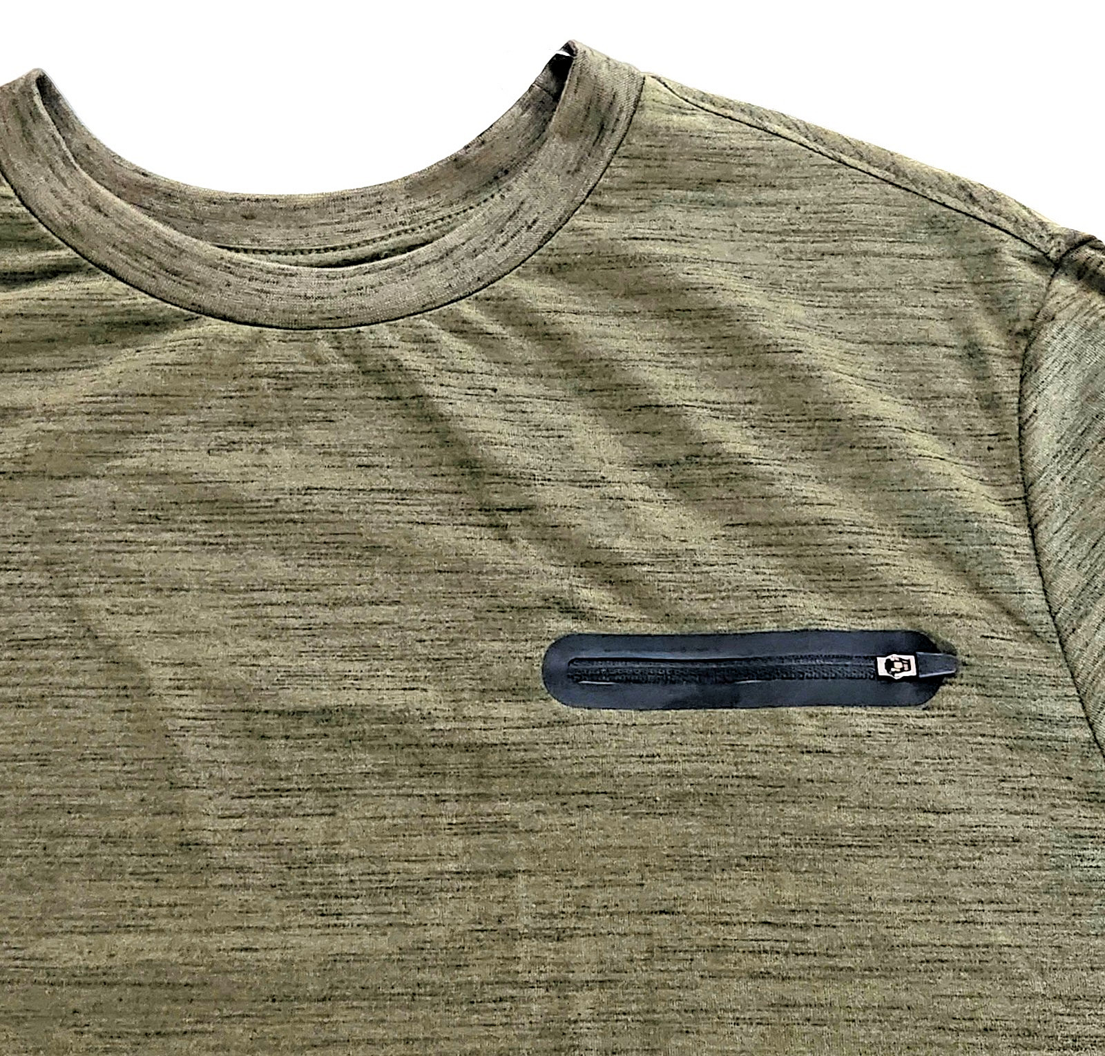 ONE POINT ONE Mens XL Heather Green Faux Zip Pocket Tee T-Shirt Crew Neck NWT gallery
