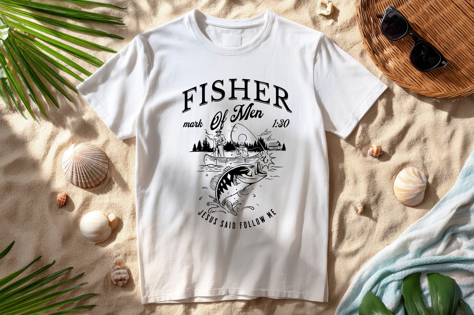 Fisher of Men T-Shirt Fishing Graphic Tee Christian Faith Shirt Outdoor Angler gallery
