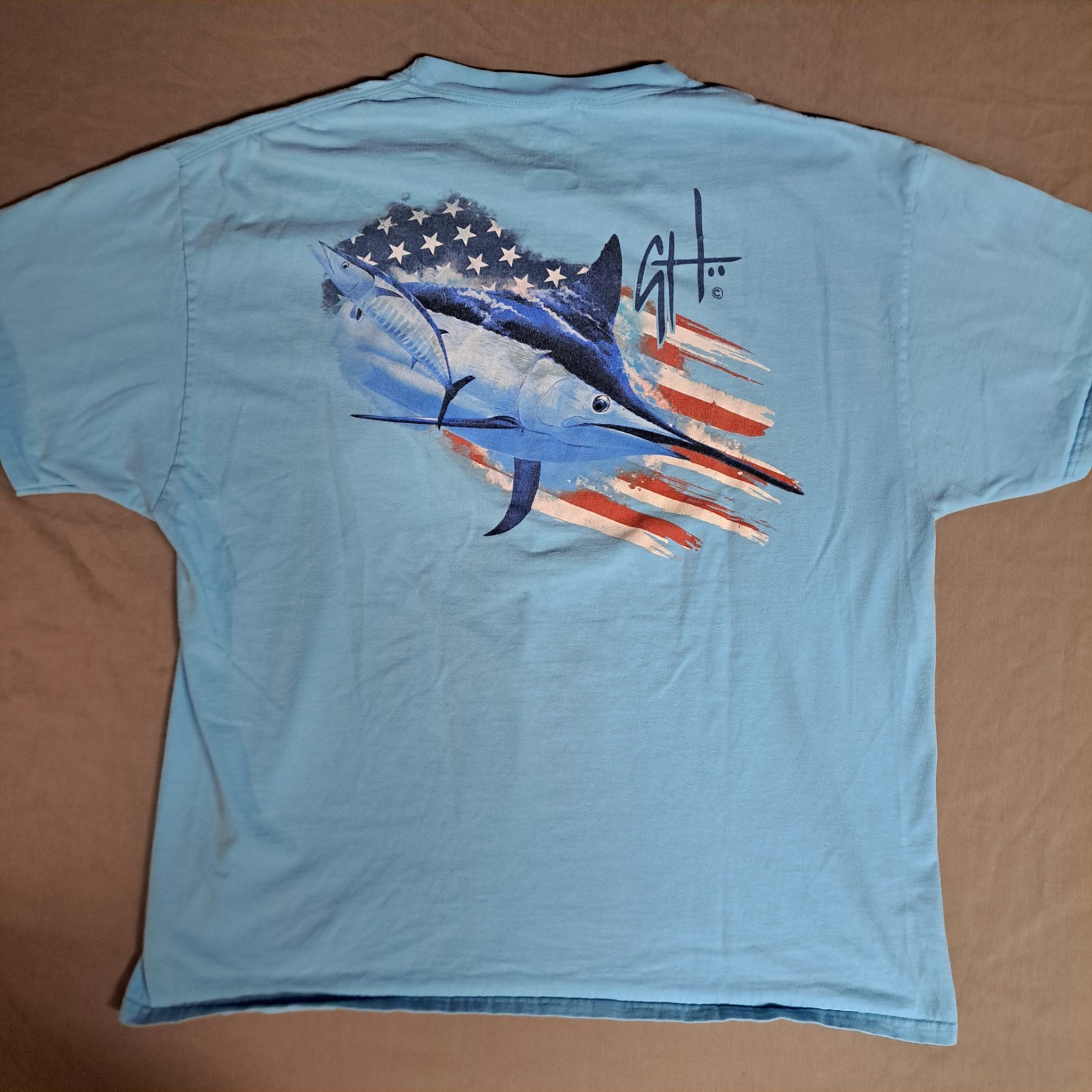 Guy Harvey turquoise swordfish pocket t-shirt size XL gallery